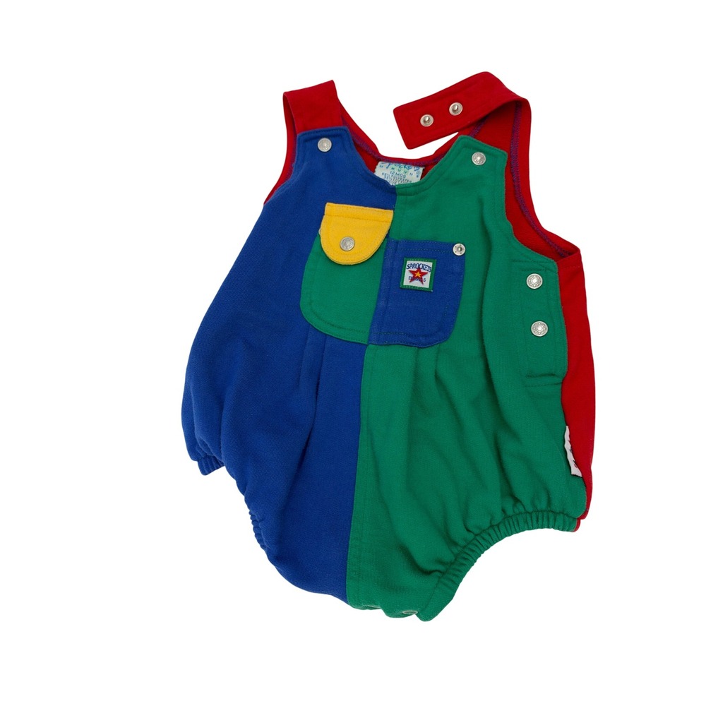 Vintage Colorblock Bubble Romper 90s Sprockets Kidcore 12 Month Y2K Primary